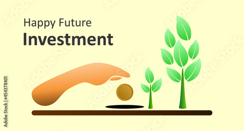 business icon illustration future investment cheerful hand drawn saving and tree, a visual vector that complements your business