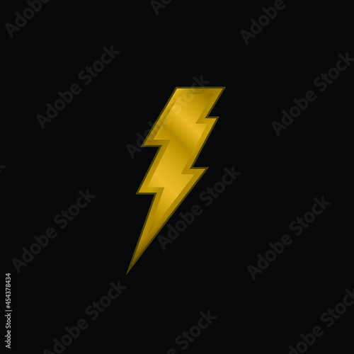 Bolt gold plated metalic icon or logo vector