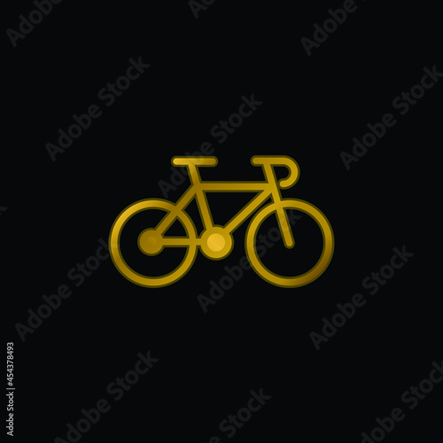 Bike Of A Gymnast gold plated metalic icon or logo vector