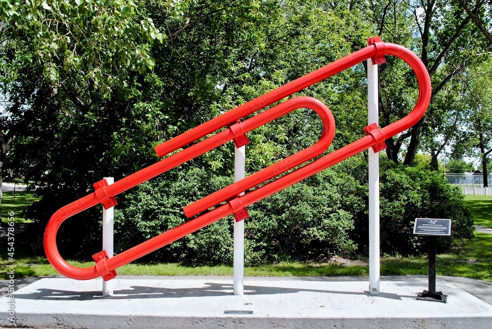 Kipling, Saskatchewan Red Paperclip sculpture. World