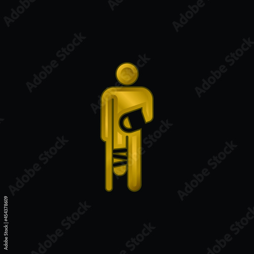 Accident gold plated metalic icon or logo vector