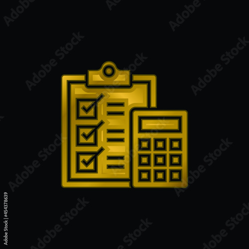 Accounting gold plated metalic icon or logo vector