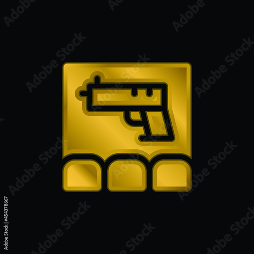 Action Movie gold plated metalic icon or logo vector
