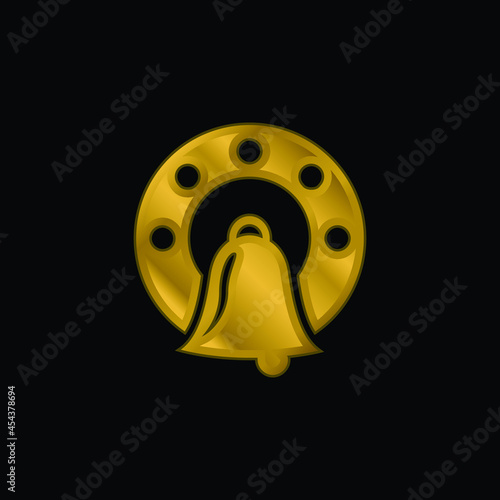 Bell gold plated metalic icon or logo vector