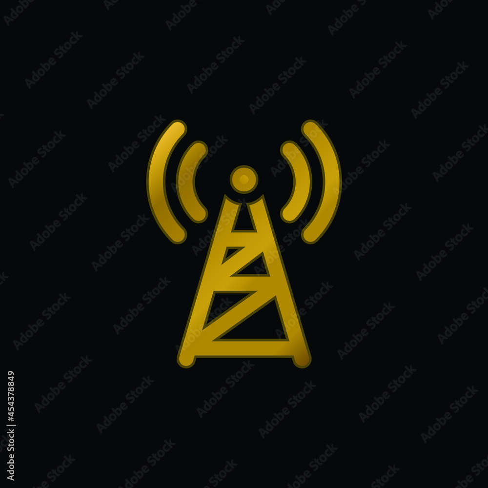 Antenna gold plated metalic icon or logo vector Antenna gold plated metalic icon or logo vector