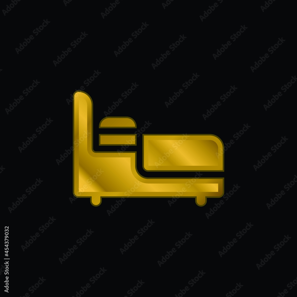Bed gold plated metalic icon or logo vector Bed gold plated metalic icon or logo vector