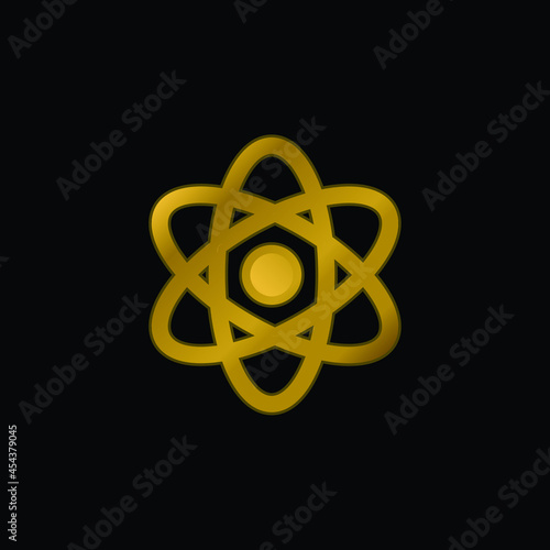 Atomic Energy gold plated metalic icon or logo vector