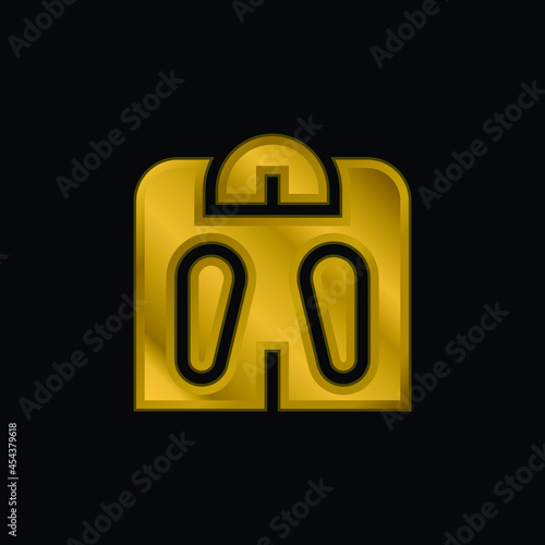 Bathroom Scale gold plated metalic icon or logo vector