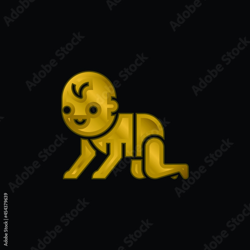 Baby gold plated metalic icon or logo vector