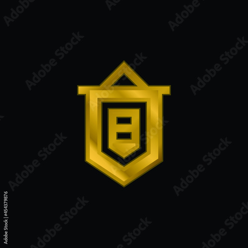 Banner gold plated metalic icon or logo vector