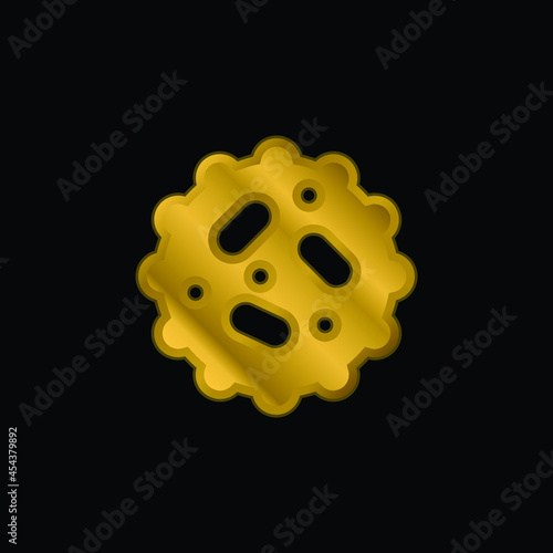 Bacteria gold plated metalic icon or logo vector