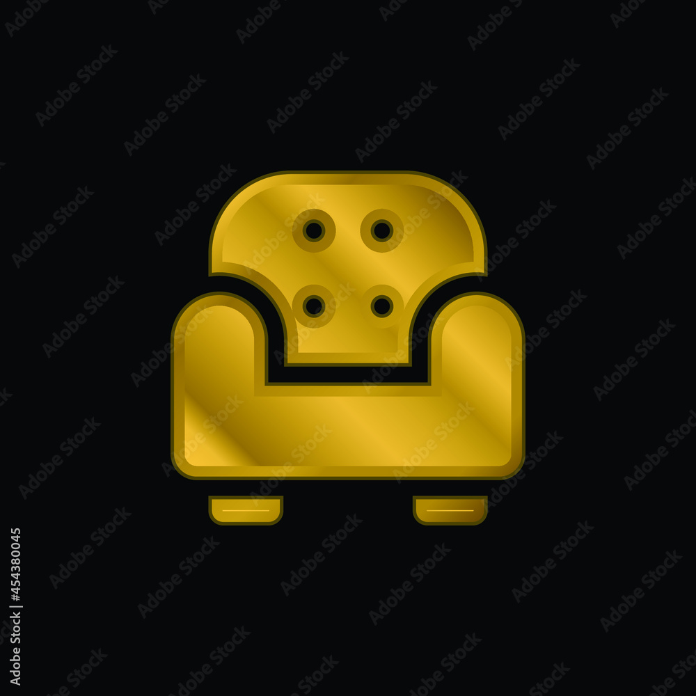 Armchair gold plated metalic icon or logo vector Armchair gold plated metalic icon or logo vector