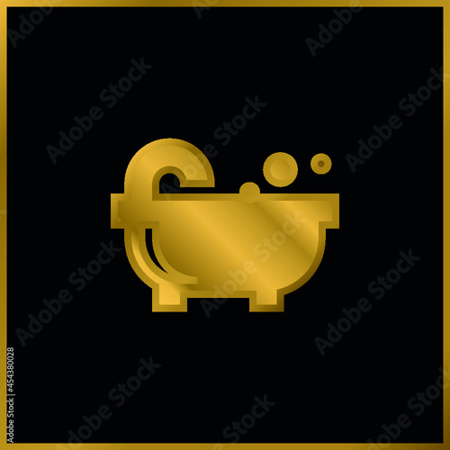 Bathtub gold plated metalic icon or logo vector