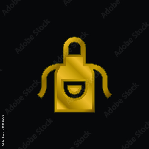 Apron gold plated metalic icon or logo vector