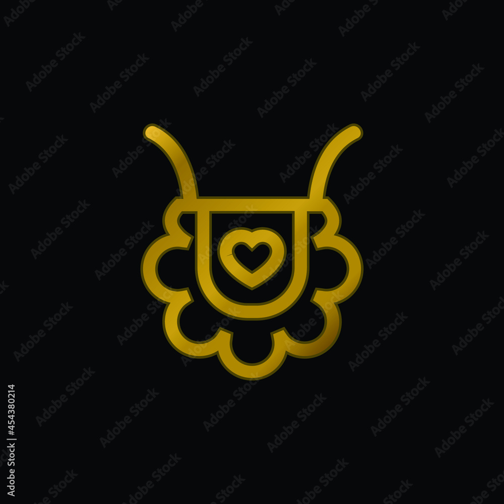 Baby Bib Outline With Heart Shape gold plated metalic icon or logo vector Baby Bib Outline With Heart Shape gold plated metalic icon or logo vector