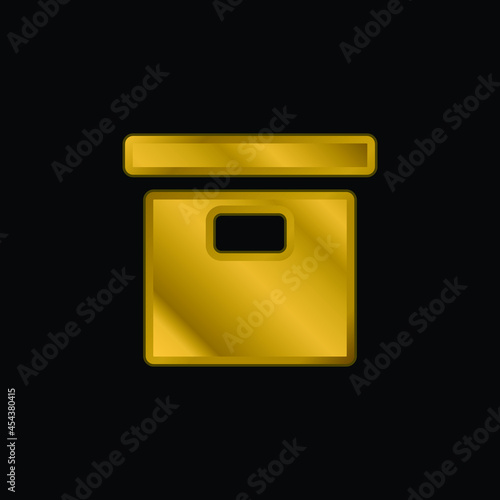 Archive gold plated metalic icon or logo vector