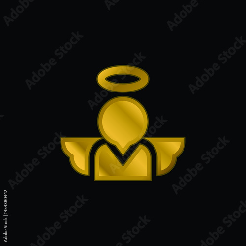 Angel gold plated metalic icon or logo vector