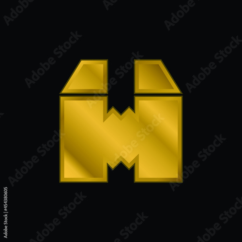 Box gold plated metalic icon or logo vector