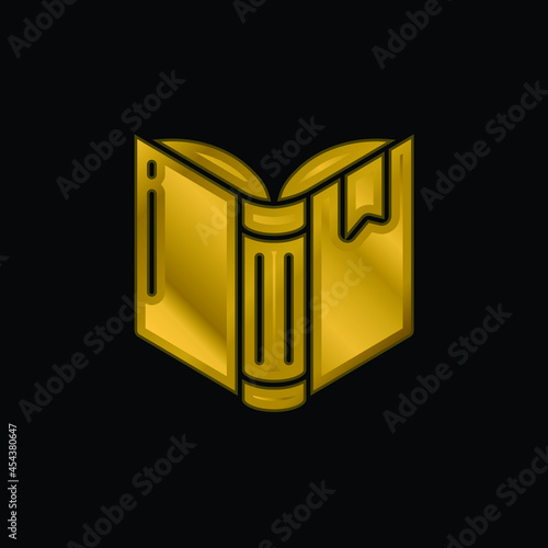 Book gold plated metalic icon or logo vector