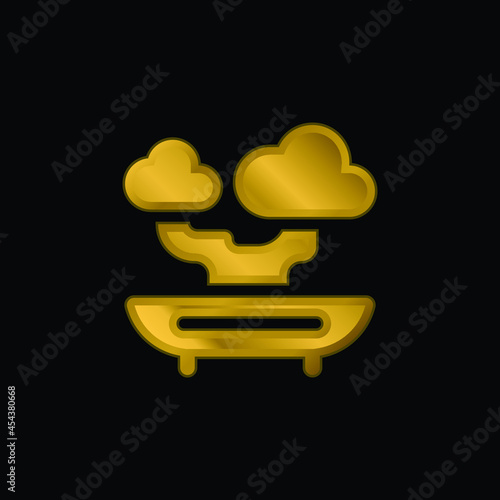 Bonsai gold plated metalic icon or logo vector