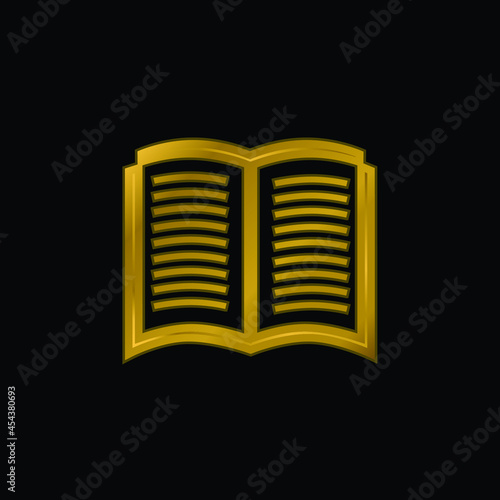 Book Opened Symbol gold plated metalic icon or logo vector