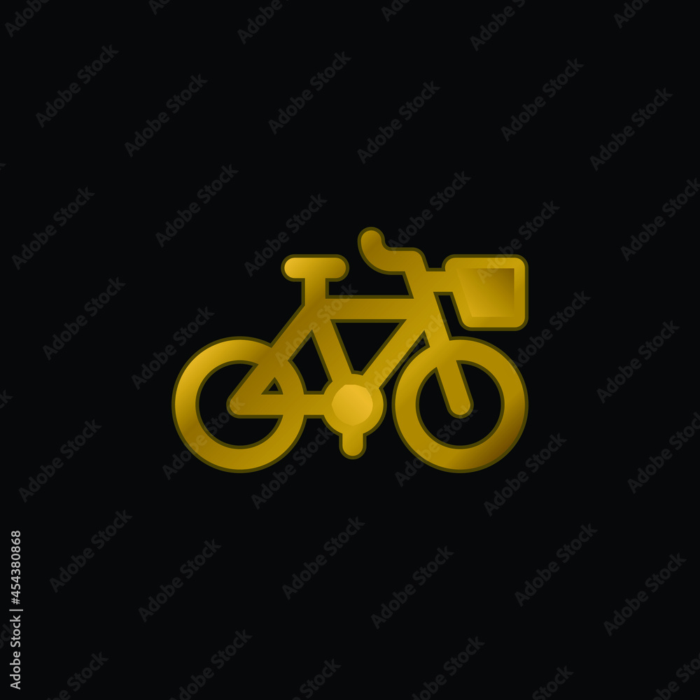 Bicycle gold plated metalic icon or logo vector Bicycle gold plated metalic icon or logo vector