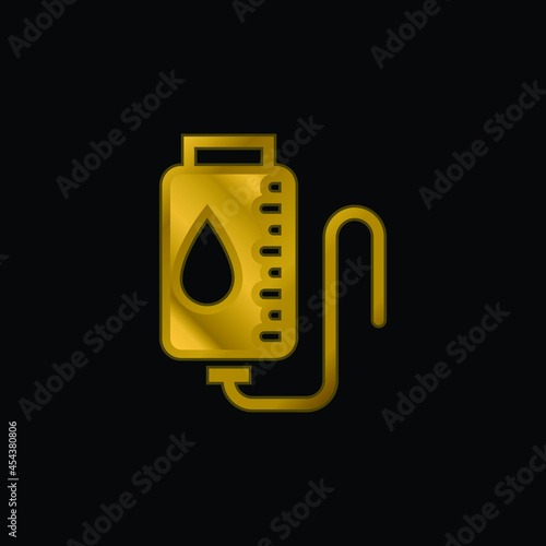Blood Transfusion gold plated metalic icon or logo vector