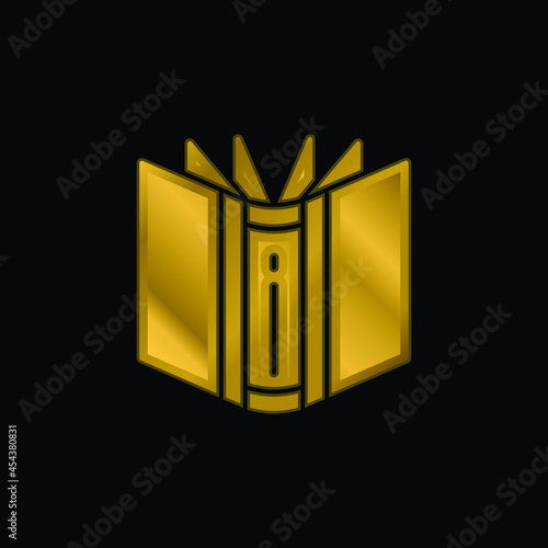 Book gold plated metalic icon or logo vector