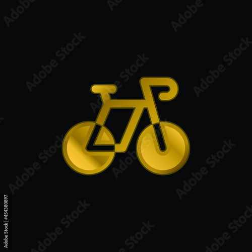 Bike gold plated metalic icon or logo vector
