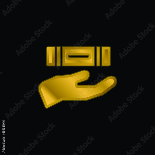 Book gold plated metalic icon or logo vector