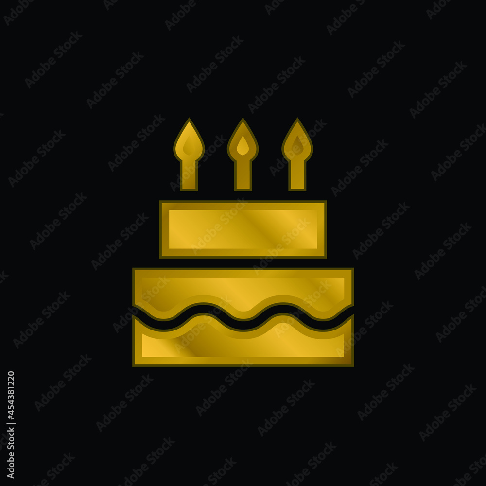 Birthday Cake gold plated metalic icon or logo vector Birthday Cake gold plated metalic icon or logo vector