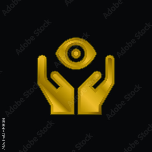 Blindness gold plated metalic icon or logo vector