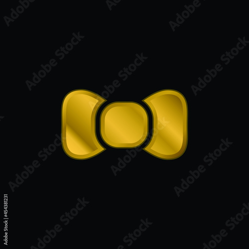 Bow gold plated metalic icon or logo vector