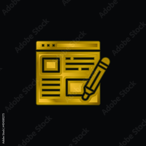 Blog gold plated metalic icon or logo vector