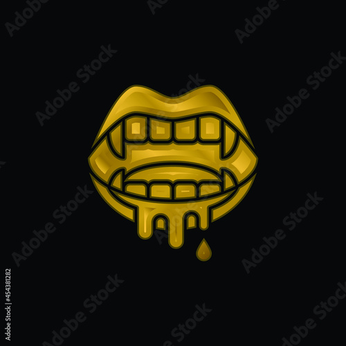 Bloody gold plated metalic icon or logo vector
