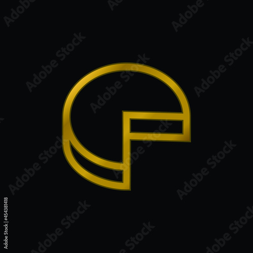 3d Pie Graphic Without Quarter Part Outline Symbol gold plated metalic icon or logo vector