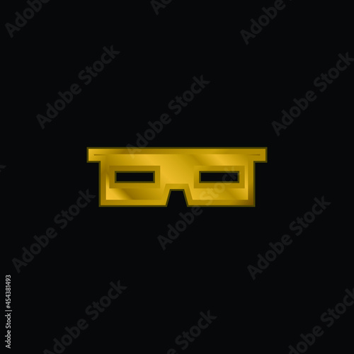 3d Glasses gold plated metalic icon or logo vector