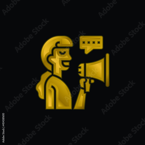 Advertising gold plated metalic icon or logo vector