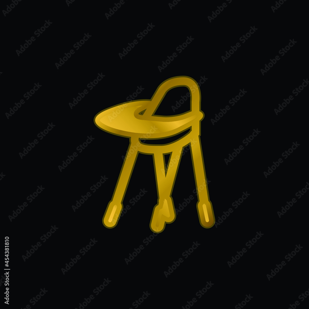 Baby Feeding Chair Variant gold plated metalic icon or logo vector