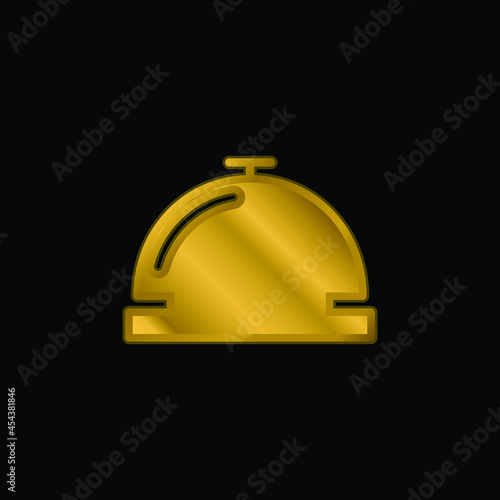 Bell gold plated metalic icon or logo vector