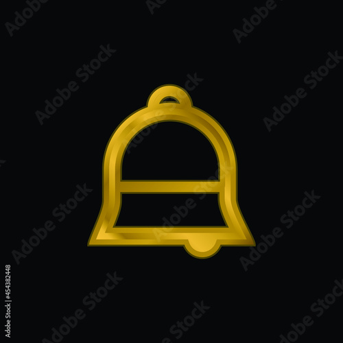 Bell gold plated metalic icon or logo vector