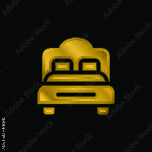 Bedroom gold plated metalic icon or logo vector