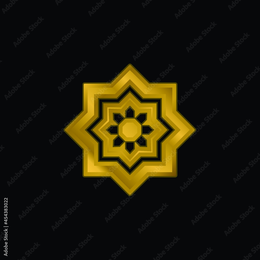 Arabic Art gold plated metalic icon or logo vector
