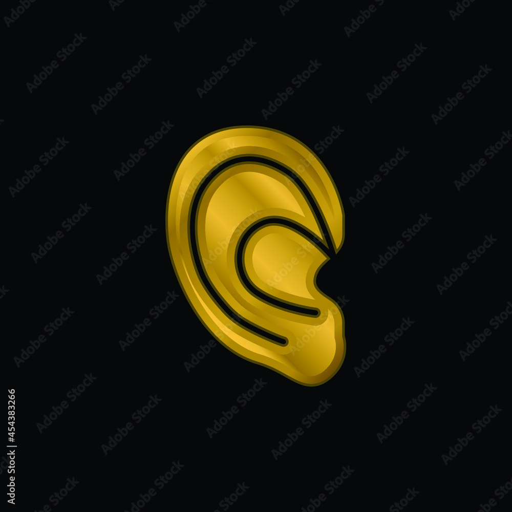 Big Ear gold plated metalic icon or logo vector Big Ear gold plated metalic icon or logo vector