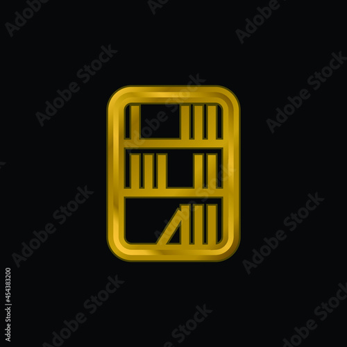 Books In A Library gold plated metalic icon or logo vector