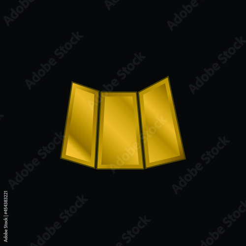 Black Printed Folded Paper gold plated metalic icon or logo vector