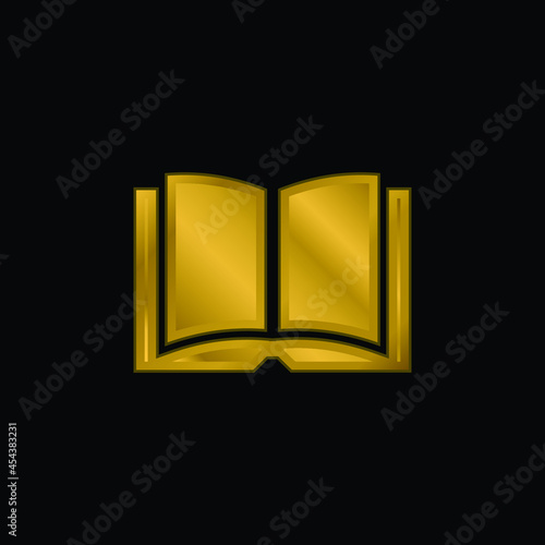 Book gold plated metalic icon or logo vector