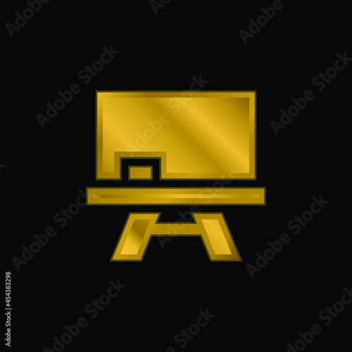 Blackboard gold plated metalic icon or logo vector