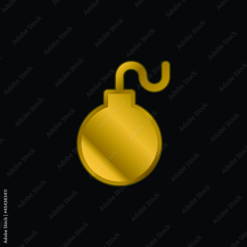 Bomb gold plated metalic icon or logo vector Bomb gold plated metalic icon or logo vector