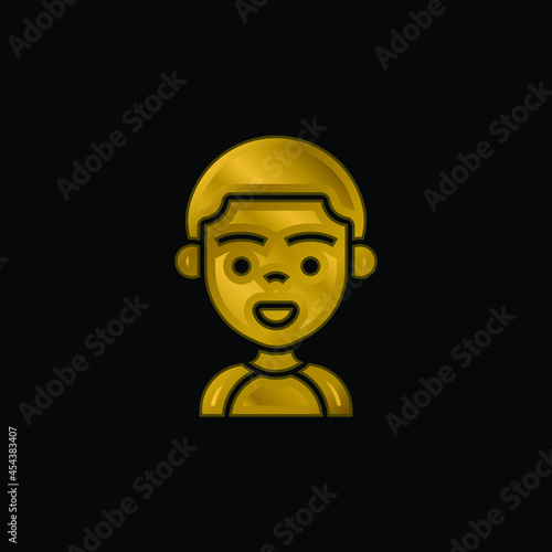 Boy gold plated metalic icon or logo vector